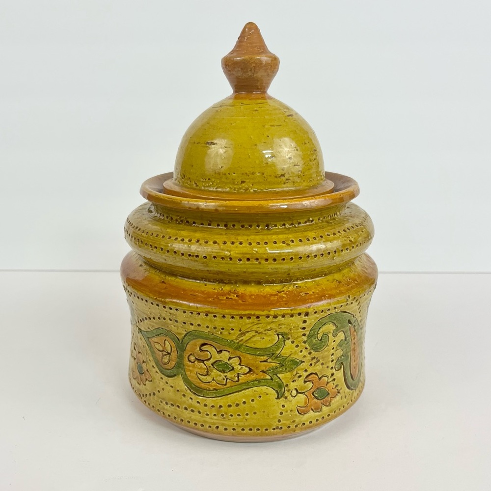 MCM Italian Rosenthal Netter Pottery Lidded Pottery Jar Signed And Numbered